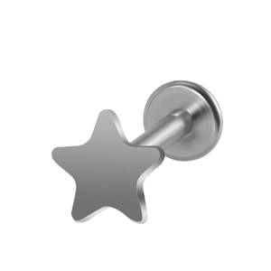Minimalist G23 titanium star-shaped stud earring with flat back for ear cartilage piercing