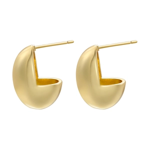 Vintage golden geometric waterdrop earrings with hollow C-shape and matte metallic finish