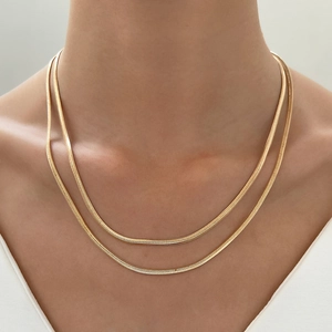Minimalistische dubbellaagse gouden slangenketting voor heren en dames om nek