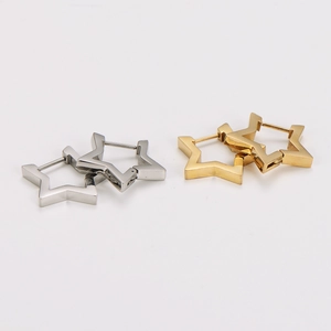 Minimalist star-shaped stainless steel huggie earrings in gold and silver finishes