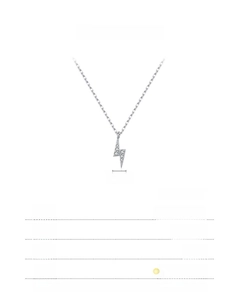 Detailed view of 925 sterling silver lightning necklace with 4x13mm zircon pendant size