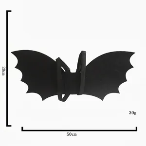 Black EVA Halloween bat wings for kids cosplay with 50cm wingspan and elastic straps