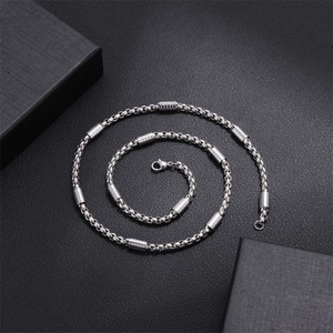 Stainless Steel Box Chain Necklace With Cylindrical Tube Charms Geometric Punk Style Jewelry For Men And Women