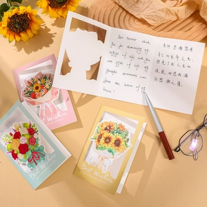 3D hollow floral greeting cards with Best Wishes text and bouquet designs