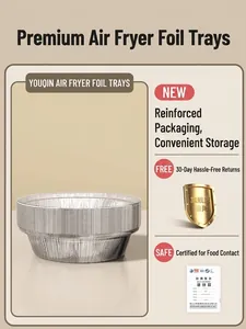 Stack of thickened round aluminum foil trays showing durable structure for air fryers