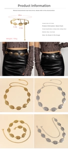 Detail of 120cm retro metal waist chain with adjustable lobster clasp and alloy charms