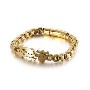 Skull Head Men Bracelet Punk Hip Hop 316L Stainless Steel Box Chain Gothic Jewelry With Magnetic Clasp For Men