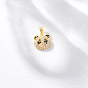 Sparkling 14k gold-filled panda pendant with inlaid cubic zirconia and pinch bail
