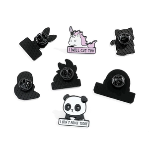 Set of 7 cute animal enamel pins featuring panda and unicorn motifs for clothing and bags