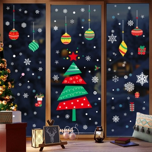 Christmas tree and snowflake static window decals for festive home and shop decoration