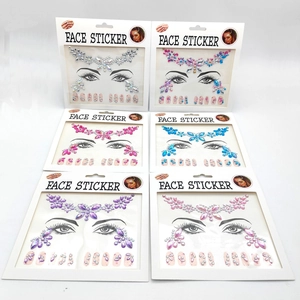 Set of 6 colorful acrylic face jewels and nail crystal stickers for festivals and raves