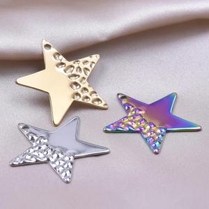 Pendentifs en forme d'étoile en acier inoxydable doré, argenté et arc-en-ciel sur soie