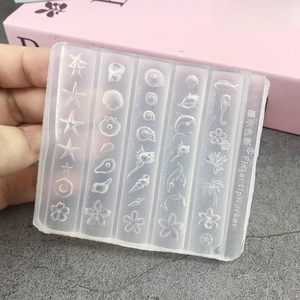 Clear silicone 3D nail art mold featuring sea shells and ocean animals patterns