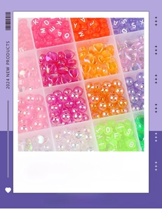 24-grid acrylic beads kit with hearts and letters for DIY jewelry making sets