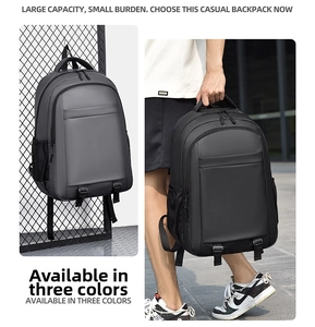 Large capacity waterproof business backpack in black and grey for travel and commuting