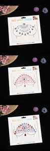 Three sets of Rhinestone Breast Jewels in silver, pink and colorful gems for parties