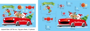 Detaillierte Größenübersicht für Weihnachts-Fensterbilder mit Weihnachtsmann und Rentier