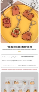 Détails des porte-clés capybara en acrylique découpés au laser aux designs mignons