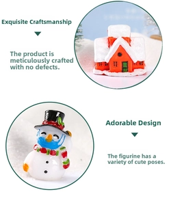 Miniature Christmas house and snowman with face mask for holiday bonsai micro landscape