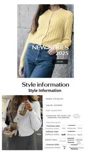 Detailed view of cable knit texture and material specs for long sleeve cardigan sweater
