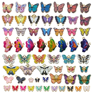Colorful alloy butterfly pendant charms in various patterns for DIY jewelry making