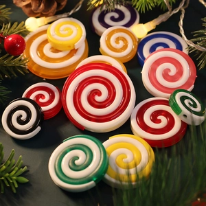 Colorful peppermint swirl lollipop Christmas tree ornaments made of resin for festive decor