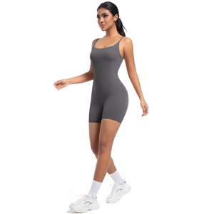 Side view of dark grey athletic yoga bodysuit with high elasticity and sleek matte finish