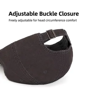 Adjustable dark gray cotton baseball cap with a high-quality metal back buckle closure