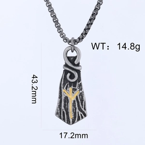 Detail view of Viking rune pendant showing Algiz symbol and 43.2mm x 17.2mm size specs