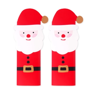 Two festive Santa Claus paper cards for Christmas candy and cookie gift packaging