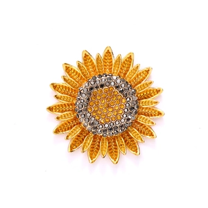 Luxury sunflower crystal accessory with yellow rhinestones and gold alloy finish