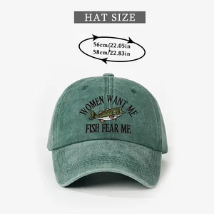 Guide des tailles pour casquette en coton vert vintage avec broderie et mesures