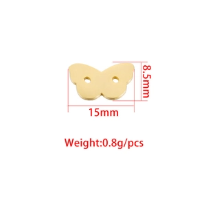 Goldener Schmetterling Edelstahl DIY Schmuck Anhänger mit 15mm Breite und 8.5mm Höhe Maße