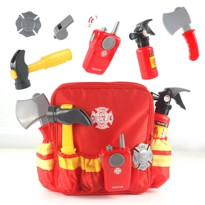 12-piece firefighter rescue role-play toy set with red backpack and tools for kids