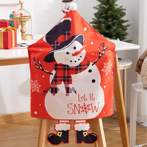 Christmas chair cover featuring cartoon snowman with Let it SNOW print and small black boots
