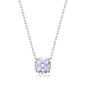 S925 sterling silver lavender rose cut crystal necklace on a clean white background