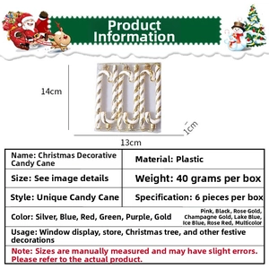 Detail view of 6pcs gold and white spiral plastic candy cane Christmas tree ornaments