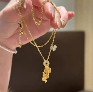 Koi Carp Pendant Necklace Copper Gold Plated Zircon Lucky Coin Heart Clavicle Chain New Chinese Style Jewelry For Women