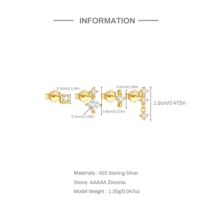 Detail showing S925 sterling silver earring set specifications and zircon dimensions