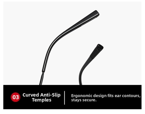 Detalle de gafas de sol polarizadas con patillas negras ergonómicas y antideslizantes