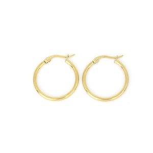 Classic gold-plated stainless steel hoop earrings with a polished mirror finish for women