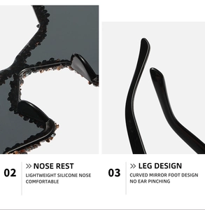 Detail of silicone nose pads and curved non-slip temple tips on star sunglasses