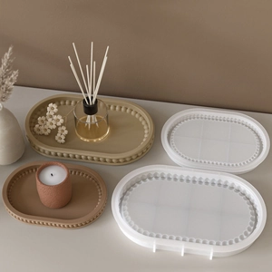 Macro detail of oval beaded edge silicone tray molds for DIY resin or plaster crafting