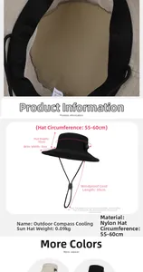 Detail of outdoor sun hat with quick-dry mesh, compass and adjustable windproof strap