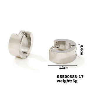 Polished titanium steel hoop earrings with size dimensions 13mm by 6mm and weight 6g