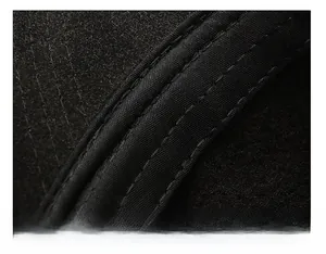 Detailed close-up of wide black sweatband with reinforced double-row stitching on winter cap