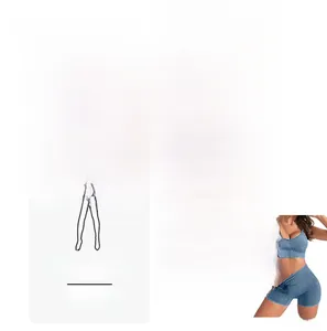 Detail showing seamless acid wash blue yoga set with ribbed texture and high waist fit