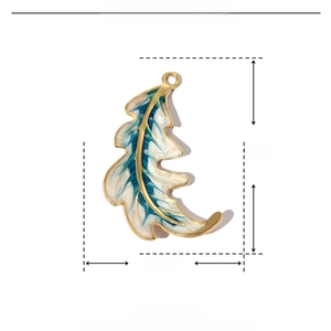 Detailed size chart of a 37mm x 22mm feather enamel pendant made of stainless steel