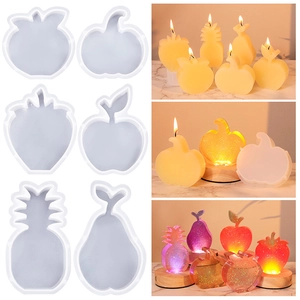 Fruit Shape Silicone Mold DIY Candle Making Apple Strawberry Pear Pineapple Pumpkin Orange Resin Casting Craft