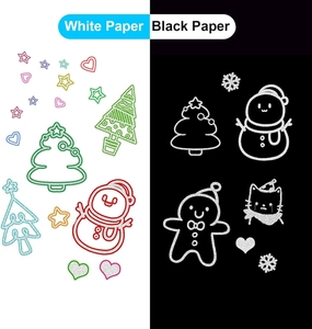 Double line metallic markers showing glitter outline effect on white and black paper